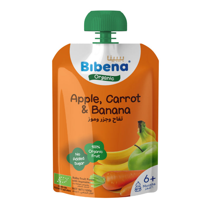 Bibena Organic Puree, Apple-Carrot-Banana from 6 months 100g