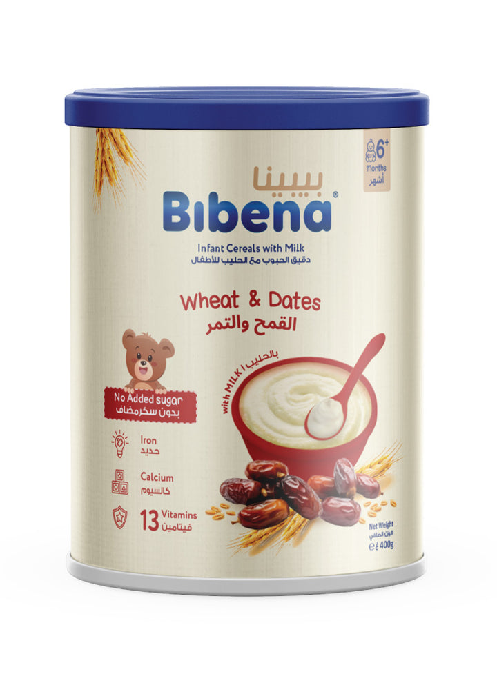 Bibena Wheat & Dates No Added Sugar Baby Cereal w milk 400g