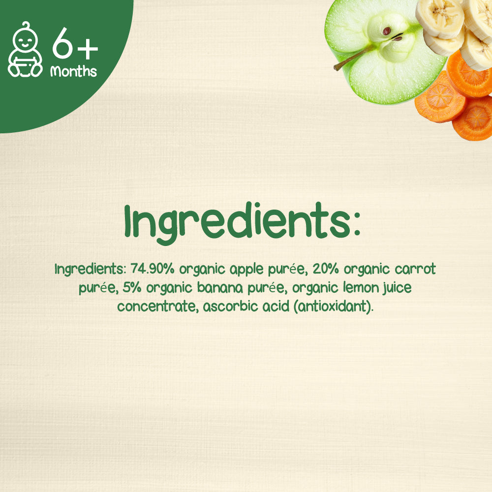 Bibena Organic Puree, Apple-Carrot-Banana from 6 months 100g