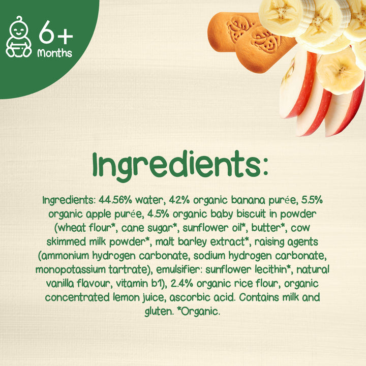 Bibena Organic Puree, Banana- Apple - Cookie Crumble from 6 months 100g