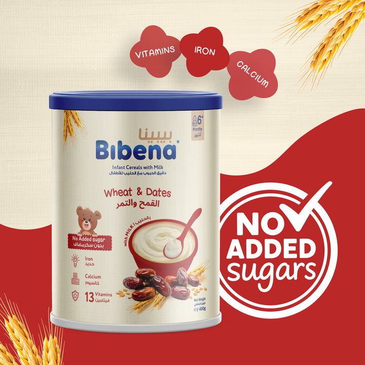 Bibena Wheat & Dates No Added Sugar Baby Cereal w milk 400g
