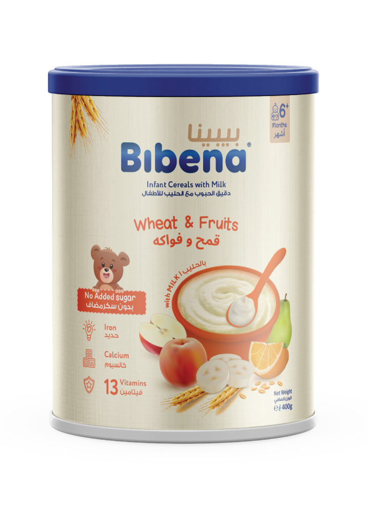 Bibena Wheat & Fruits No Added Sugar Baby Cereal  w milk 400g