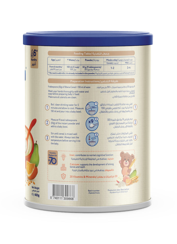 Bibena Wheat & Fruits No Added Sugar Baby Cereal  w milk 400g