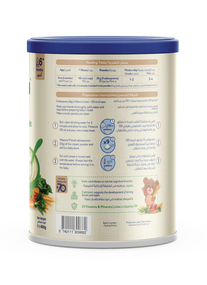 Bibena Wheat & Vegetables Baby Cereal w milk 400g