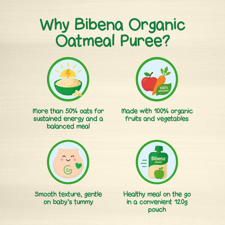 Bibena Organic Baby Puree Apple, Sweet Potato, Prune & Oats 120g